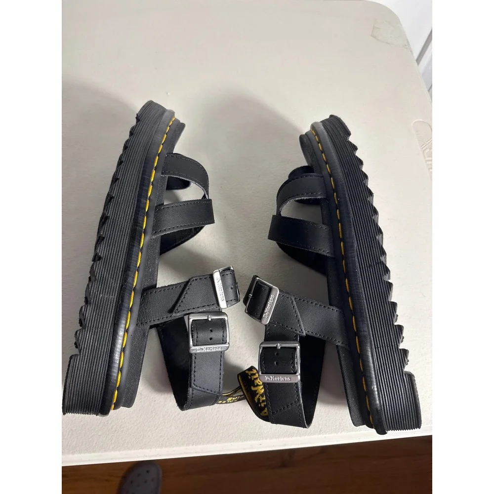 Dr. Martens Nartilla Black Leather Gladiator Toe Loop Platform Sandals Women 10